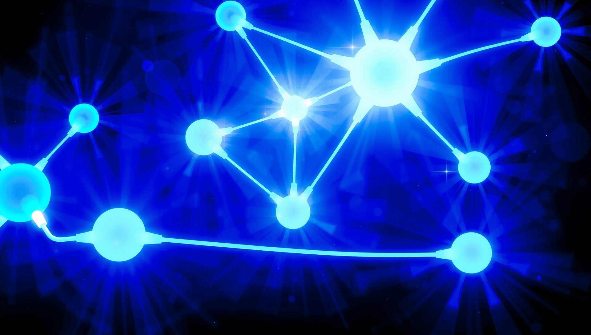 Abstract interconnected nodes representing mobile game development